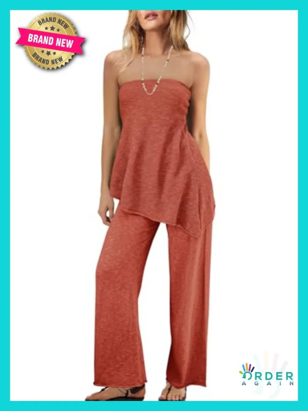 Off Shoulder Sweater Set 2 Piece Matching Lounge Knit Wide Leg Pants Set